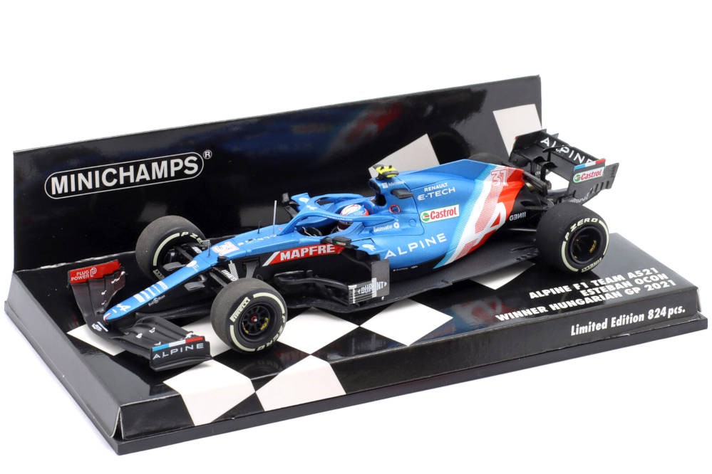 ALPINE A521 Winner Hungarian GP 2021 Esteban Ocon - Minichamps