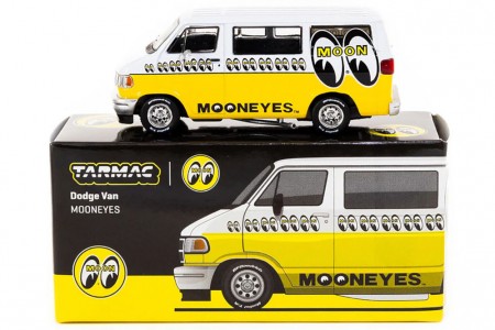 DODGE Van Mooneyes 1996 White / Yellow - Tarmac Works Escala 1:64 (T64G-TL032-ME)