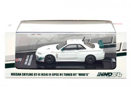 NISSAN Skyline GT-R (R34) V-Spec Mines White - Inno Models Scale 1:64 (IN64-R34VS-MINES)