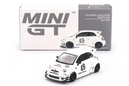 FIAT 595 Abarth LB-Works X Abas Works 2024 White - MiniGT Escala 1:64 (MGT00809L)