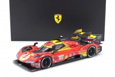 FERRARI 499P Ganador 24h LeMans 2024 Fuoco / Molina / Nielsen - Con Vitrina - Bburago Escala 1:18 (16312)