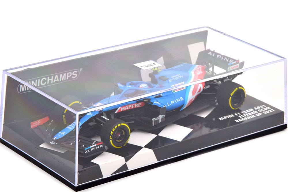 Minichamps 417210131 1:43 Alpine F1 Team A521-Esteban Ocon-Bahrain GP 2021  Collectible Miniature Car, Multicoloured